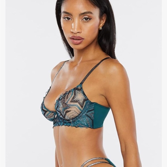 Savage X Fenty Shining Star Embroidered Unlined Demi Bra – Size 34D – NWT - Picture 3 of 12